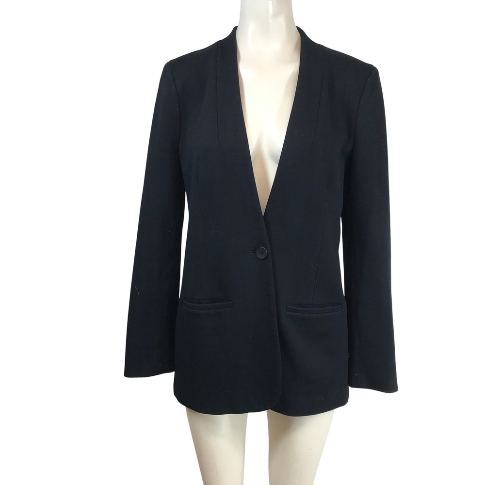 Madewell Black Collarless Single‎ Button Blazer Jacket Size 6 F0204